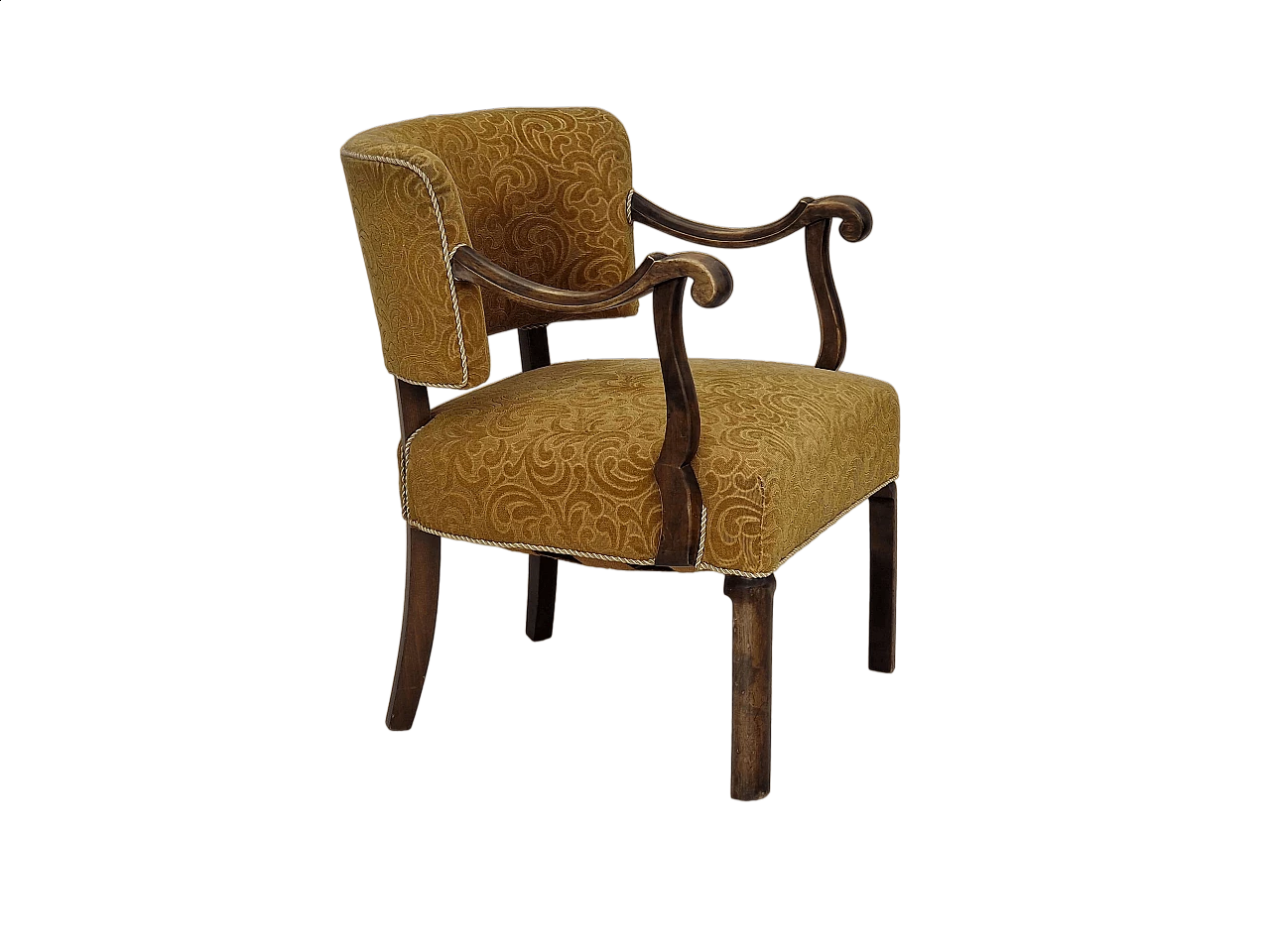 Scandinavian armchair in ash and green fabric, 1930s 18