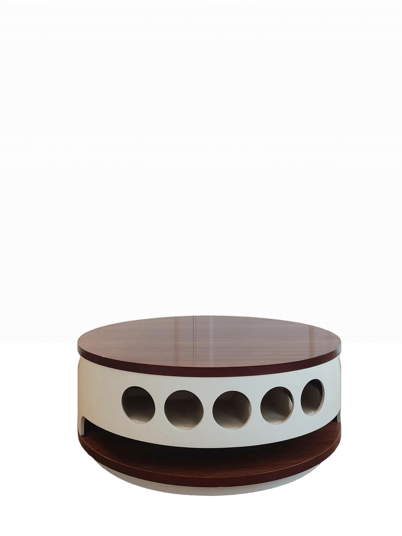 Tavolino in legno laccato con vani per bottiglie, anni '70 11