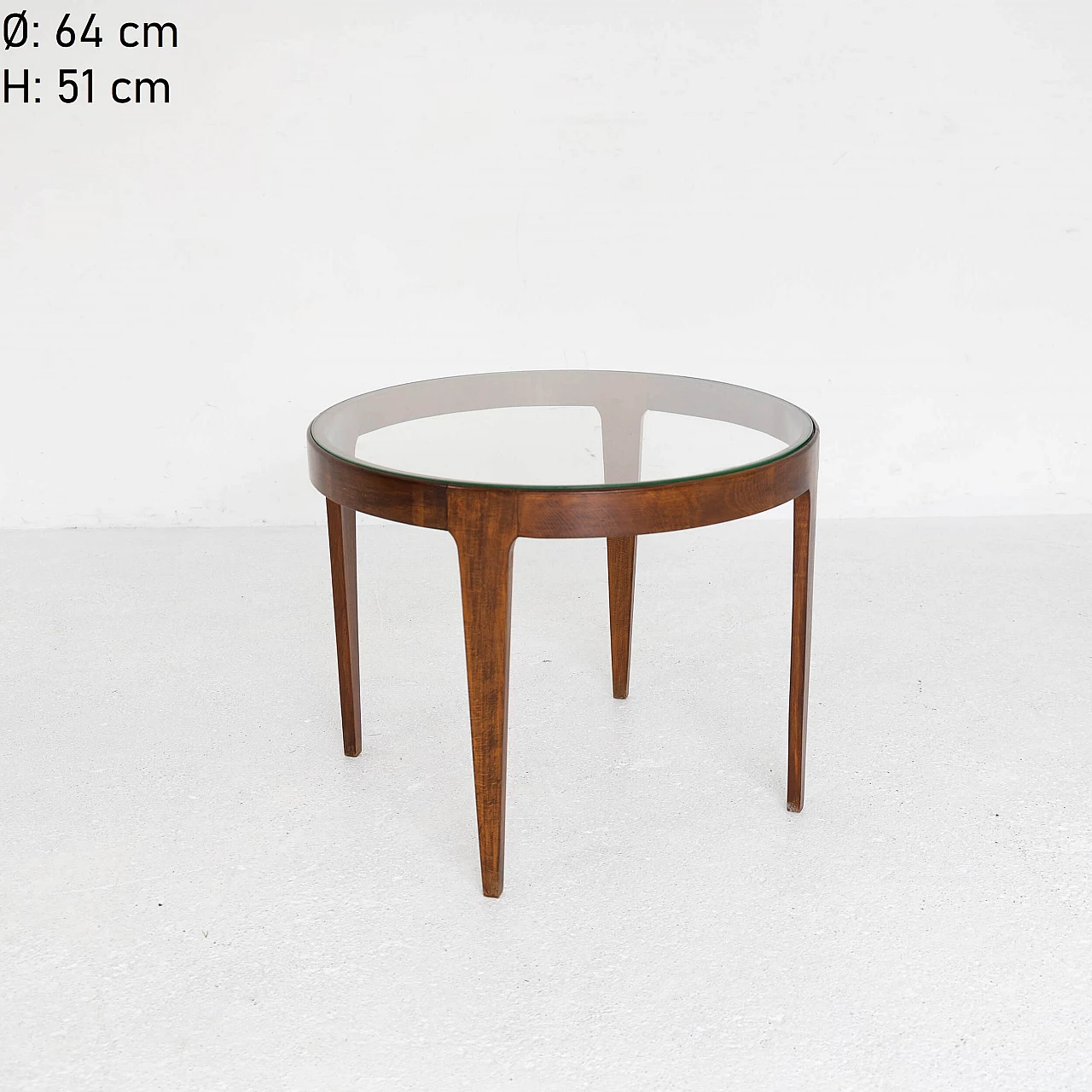 Tavolino da salotto in faggio con piano in vetro, anni '50 4