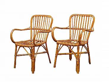 Pair of rattan armchairs, 1960s