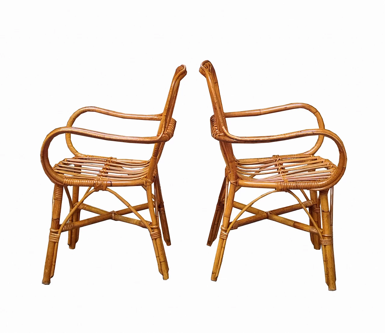 Pair of rattan armchairs, 1960s 2