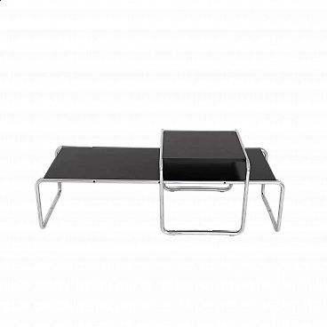 Pair of Laccio Black side tables by Marcel Breuer for Gavina, 1970s