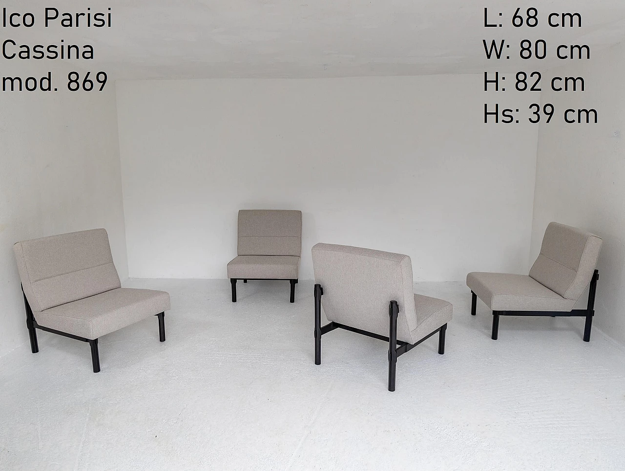 4 Lacquered wood 869 armchairs by Ico Parisi for Cassina, 1950s 8