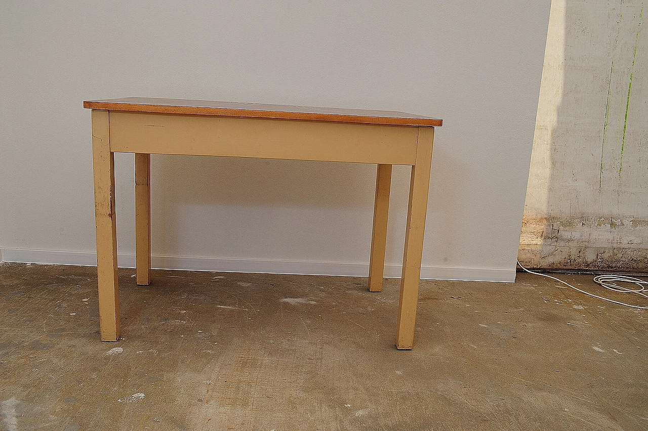 Tavolo da cucina cecoslovacco in legno e formica con cassetto, anni '50 4