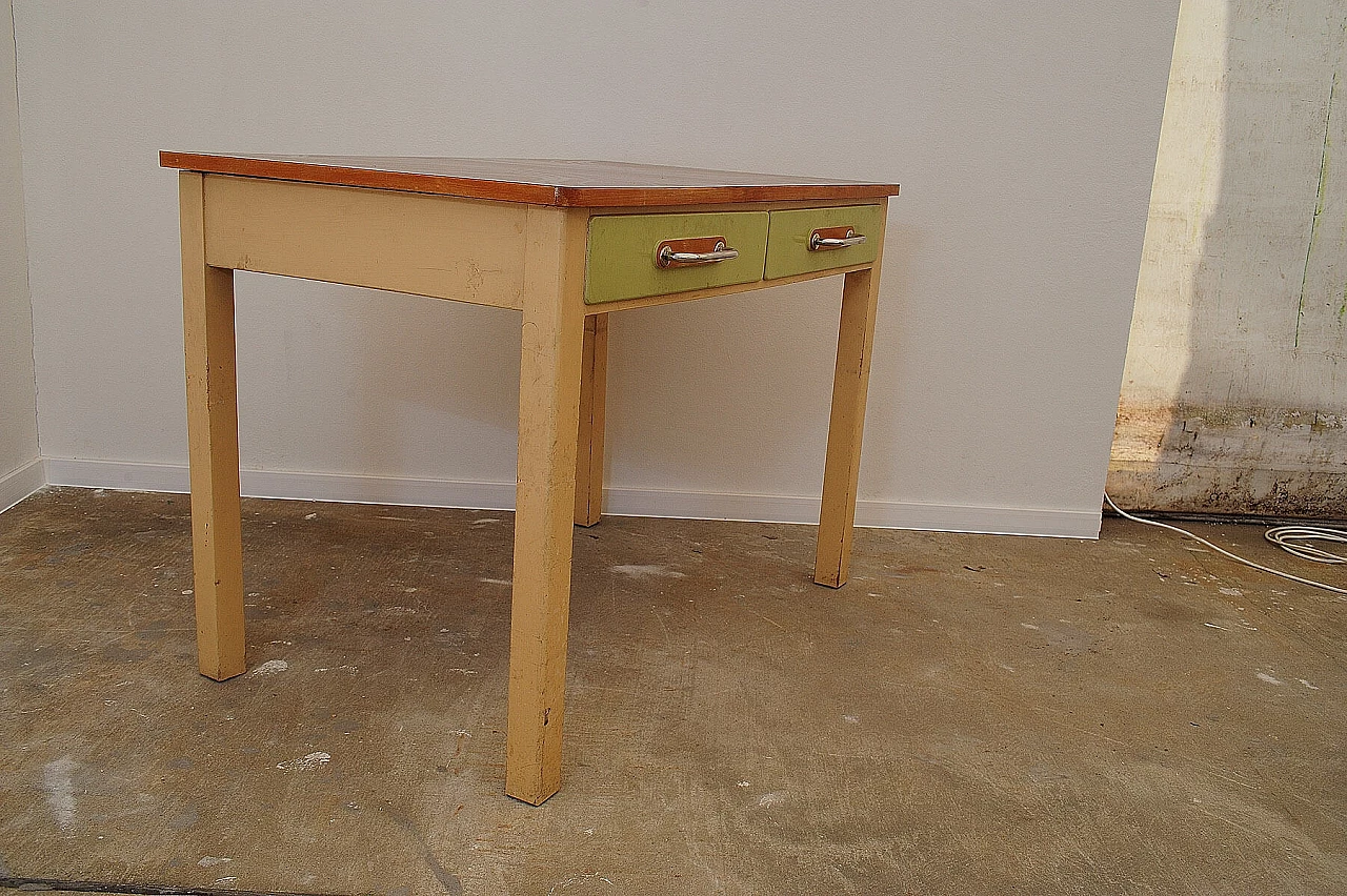 Czechoslovakian wood and formica kitchen table with drawer, 1950s 7