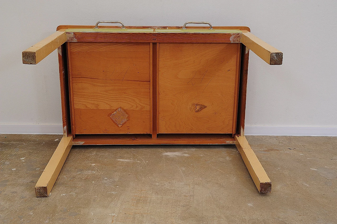 Tavolo da cucina cecoslovacco in legno e formica con cassetto, anni '50 8