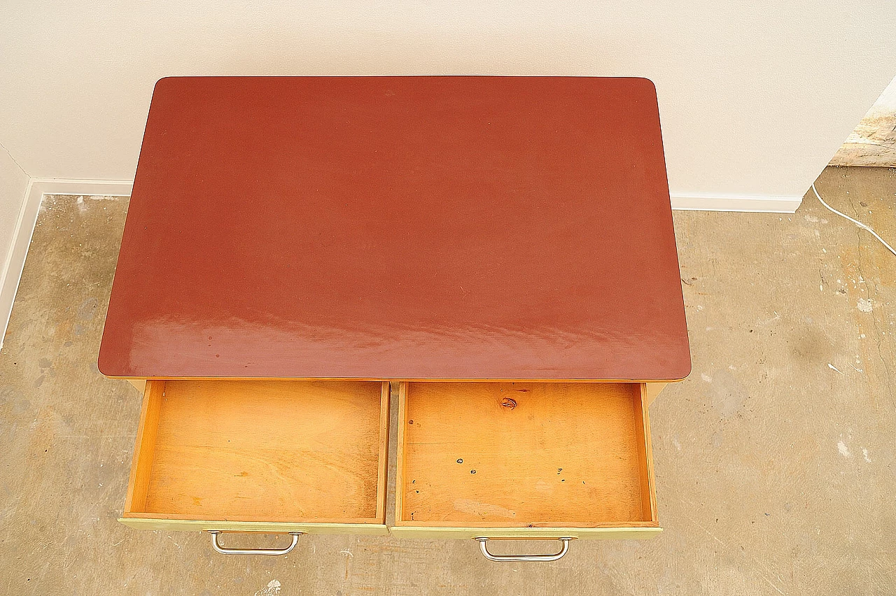 Czechoslovakian wood and formica kitchen table with drawer, 1950s 12