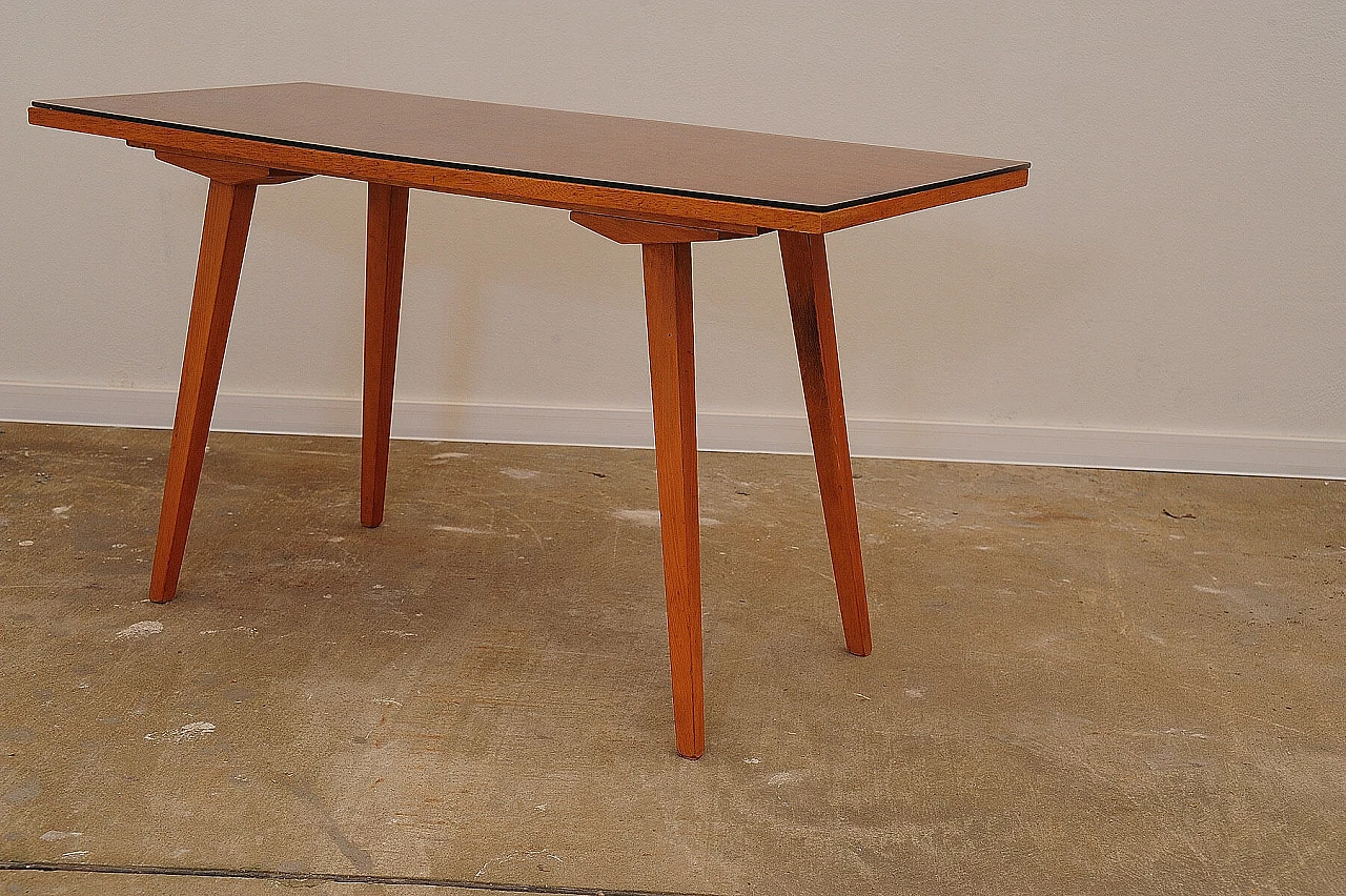 Beech coffee table with glass top by Tatra Nábytok, 1960s 2
