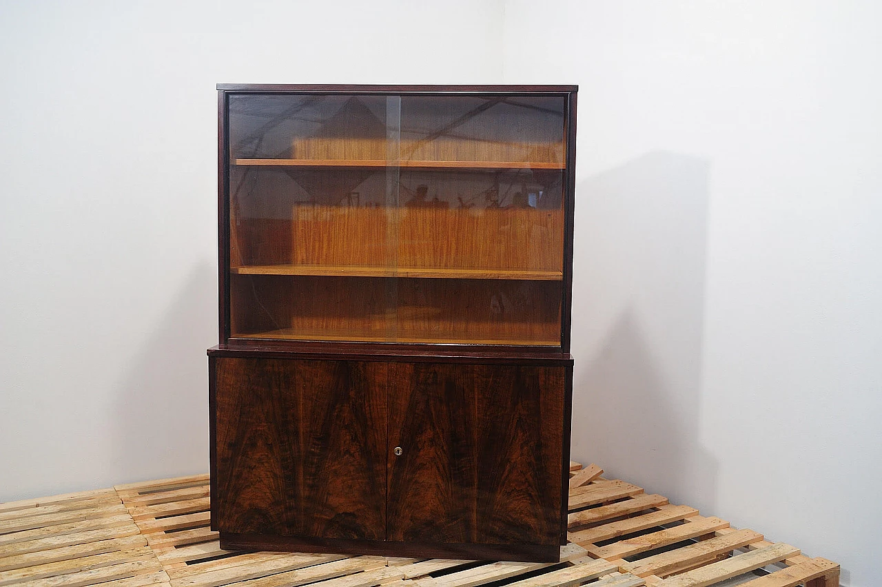 Walnut bookcase with display case by Setona, 1950s 2