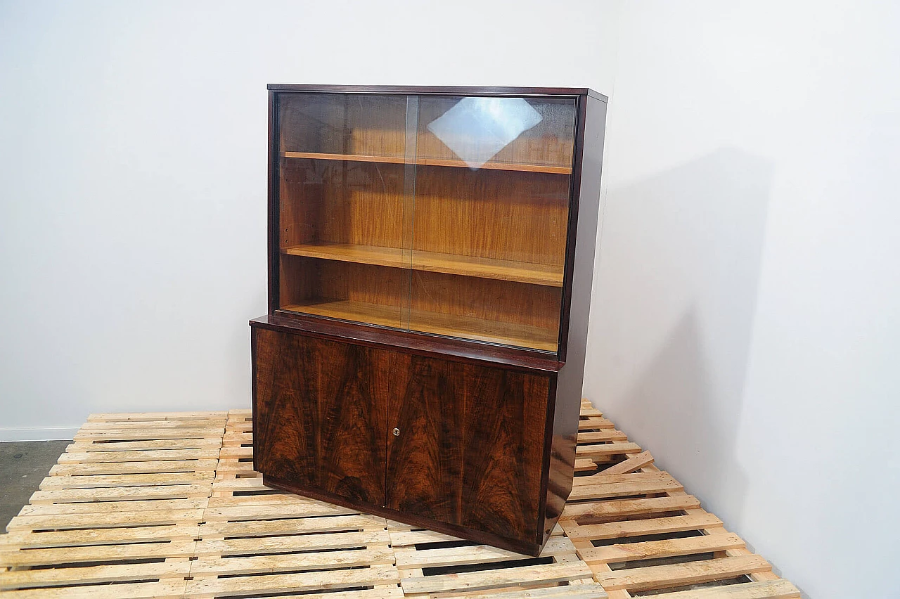 Walnut bookcase with display case by Setona, 1950s 4