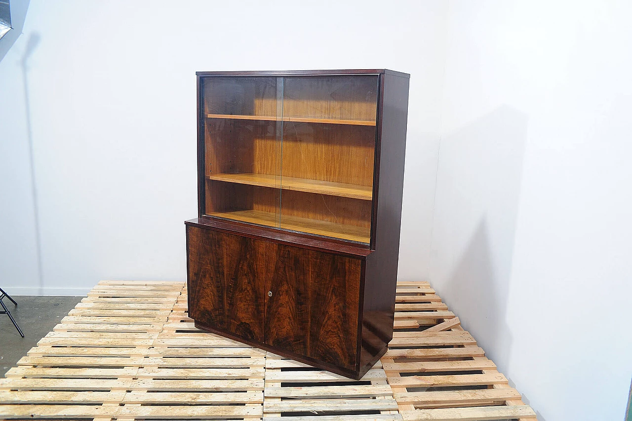 Walnut bookcase with display case by Setona, 1950s 5