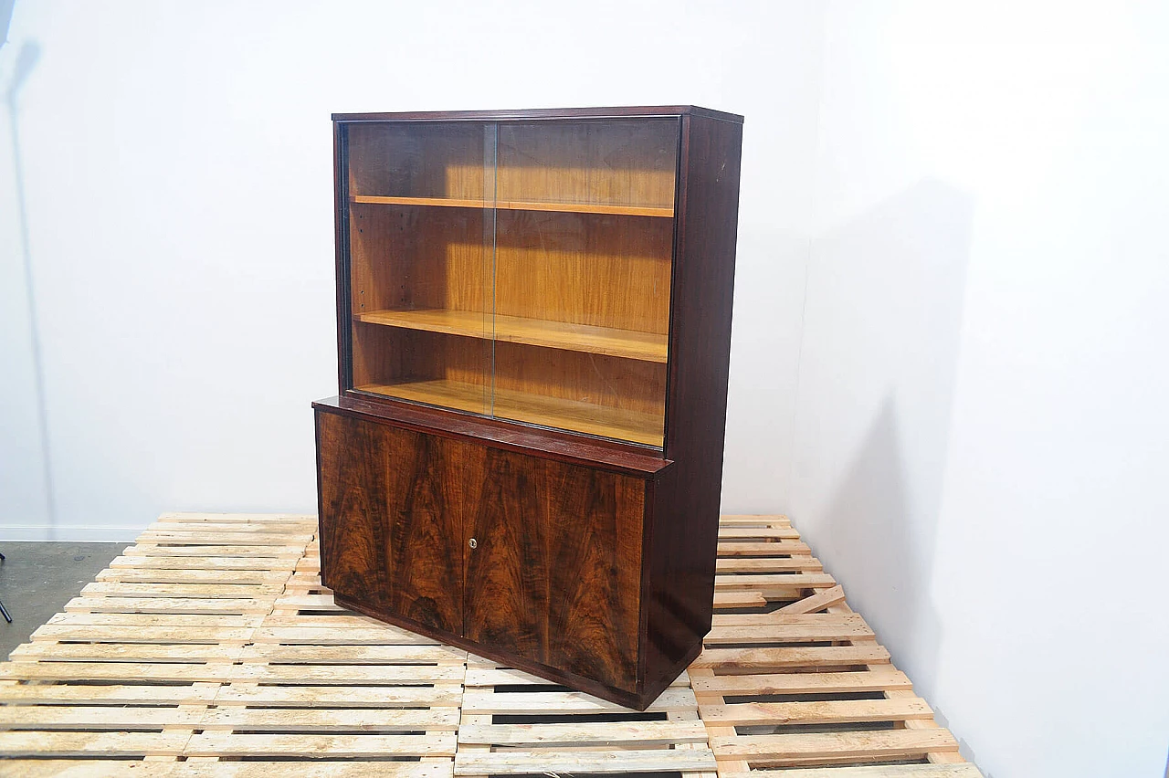 Walnut bookcase with display case by Setona, 1950s 6
