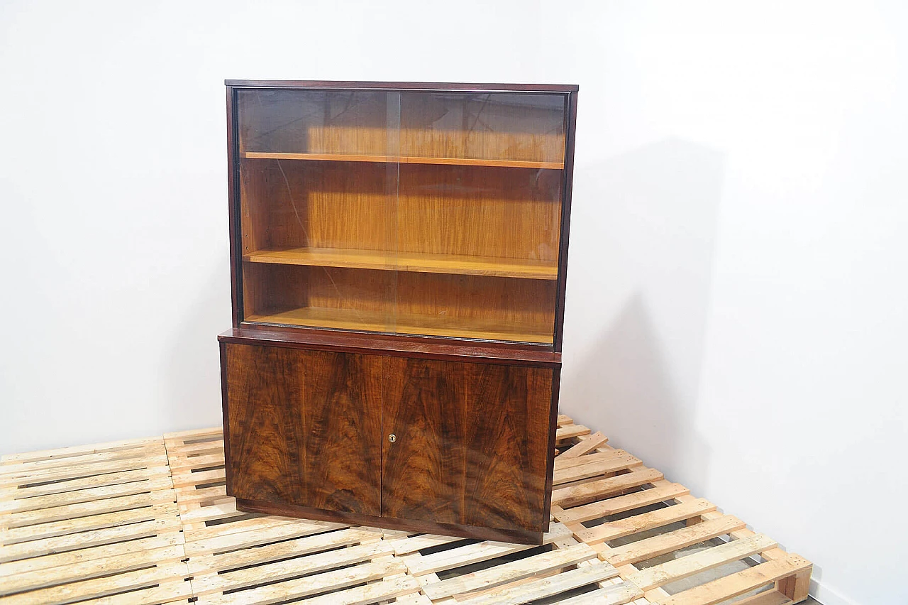 Walnut bookcase with display case by Setona, 1950s 7