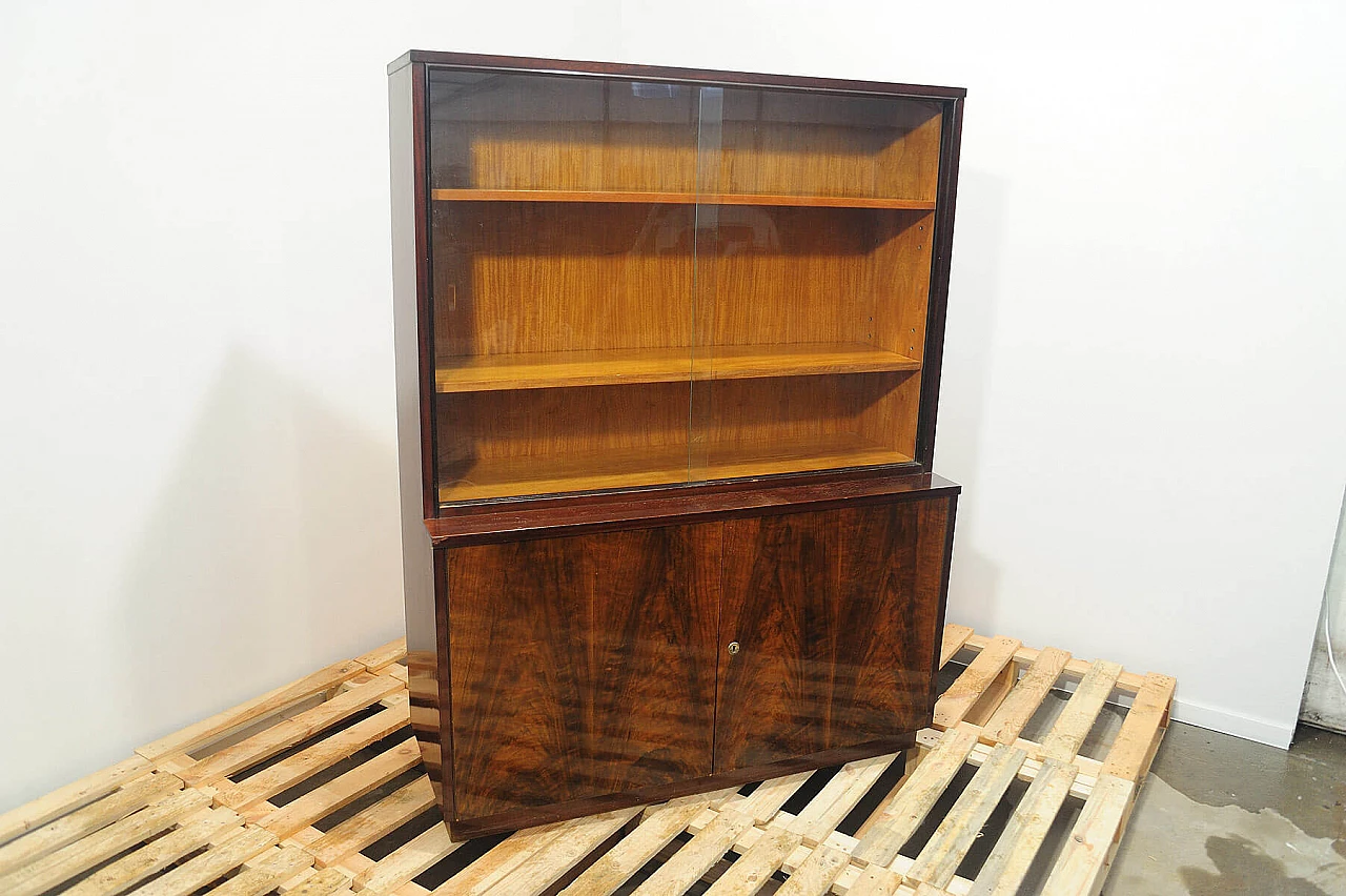 Walnut bookcase with display case by Setona, 1950s 8
