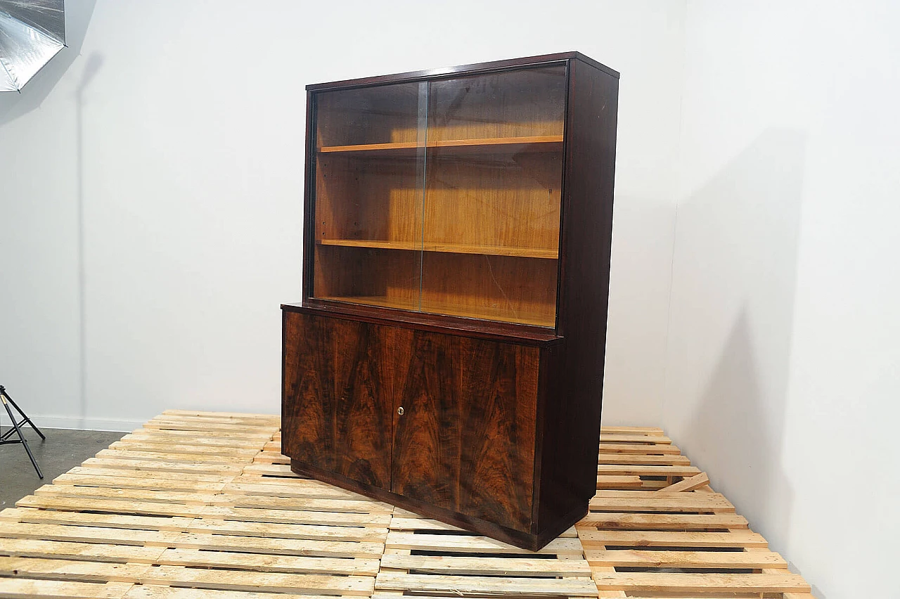Walnut bookcase with display case by Setona, 1950s 11