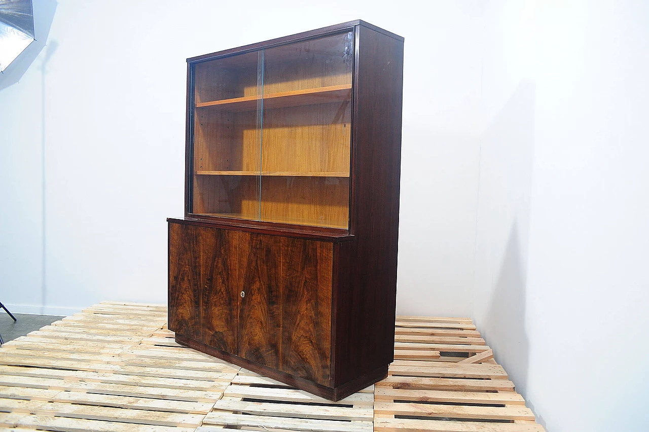 Walnut bookcase with display case by Setona, 1950s 12