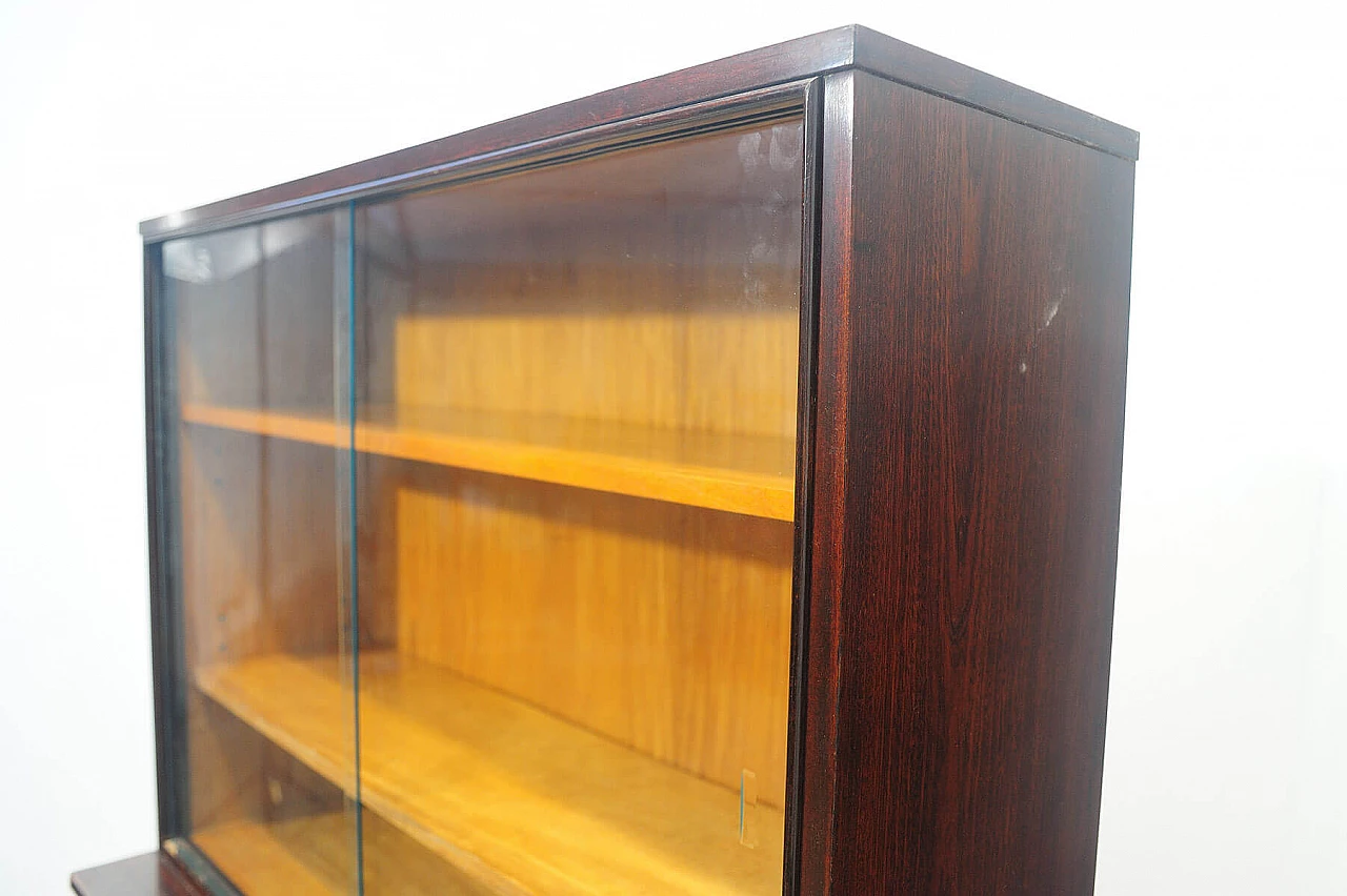 Walnut bookcase with display case by Setona, 1950s 13