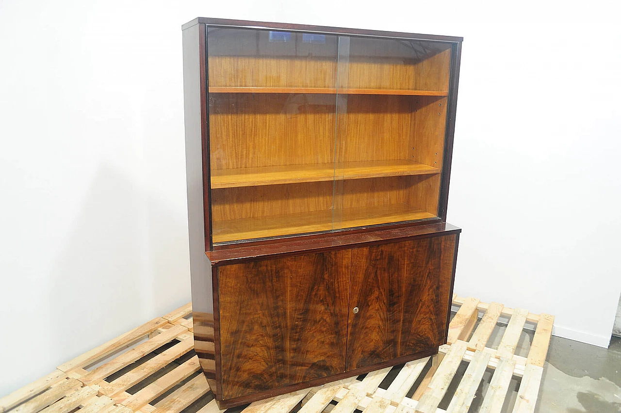 Walnut bookcase with display case by Setona, 1950s 15