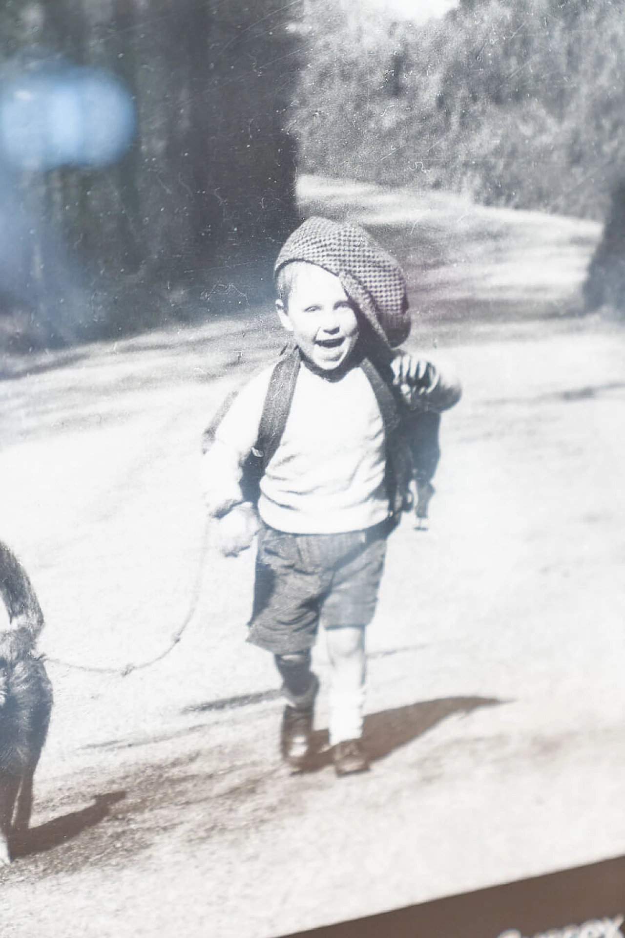 Black and white print of child and dog walking, 2000 6