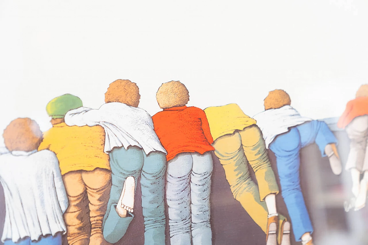 Colourful print of children climbing, 2000 5