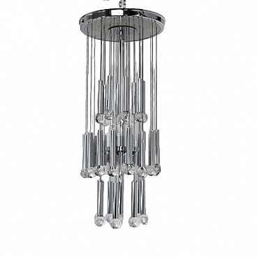 Steel and glass chandelier by Gaetano Sciolari for Sciolari, 1960s