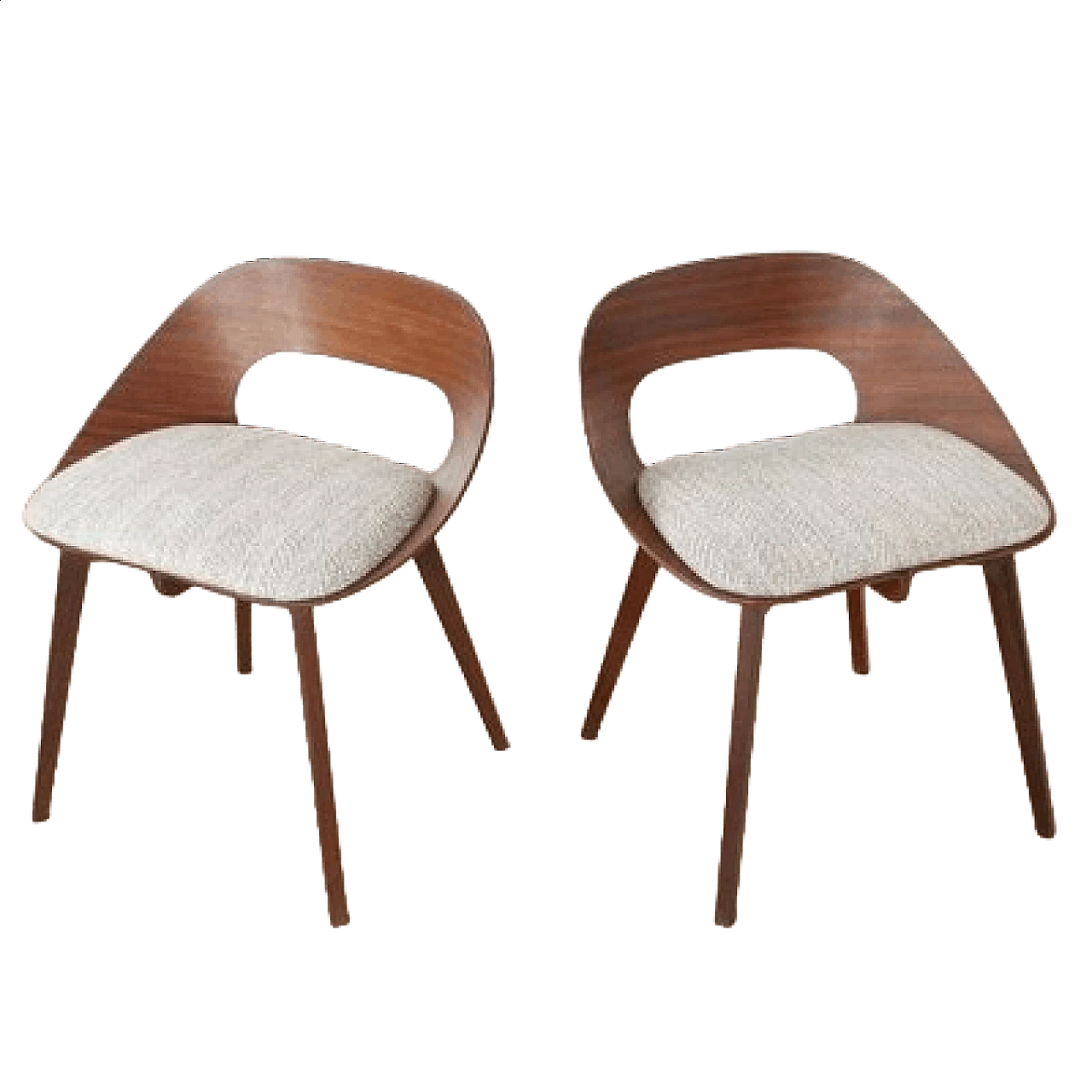Pair of teak and fabric chairs by Creazioni StilCasa, 1950s 9