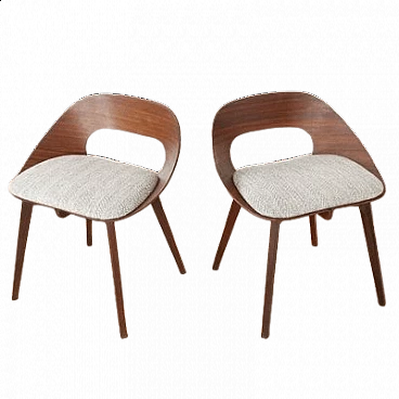Pair of teak and fabric chairs by Creazioni StilCasa, 1950s