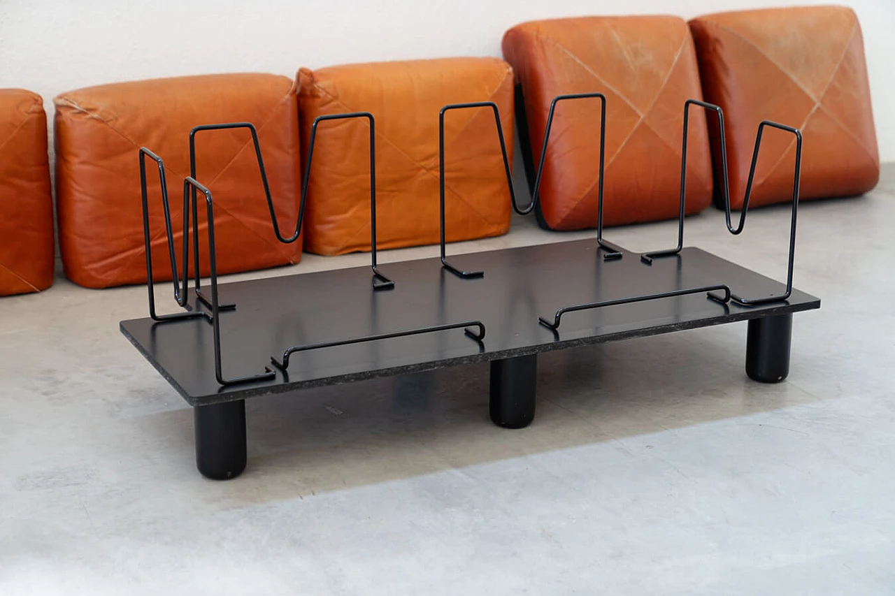 Coppia di divani e pouf Techniform in pelle arancione di Mario Marenco per Arflex, anni '70 1373400