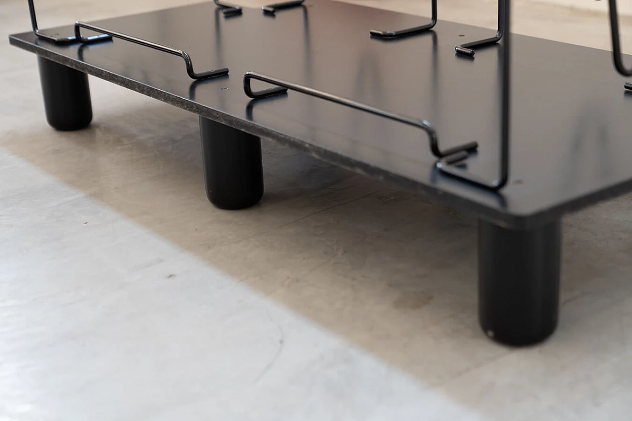 Coppia di divani e pouf Techniform in pelle arancione di Mario Marenco per Arflex, anni '70 1373402