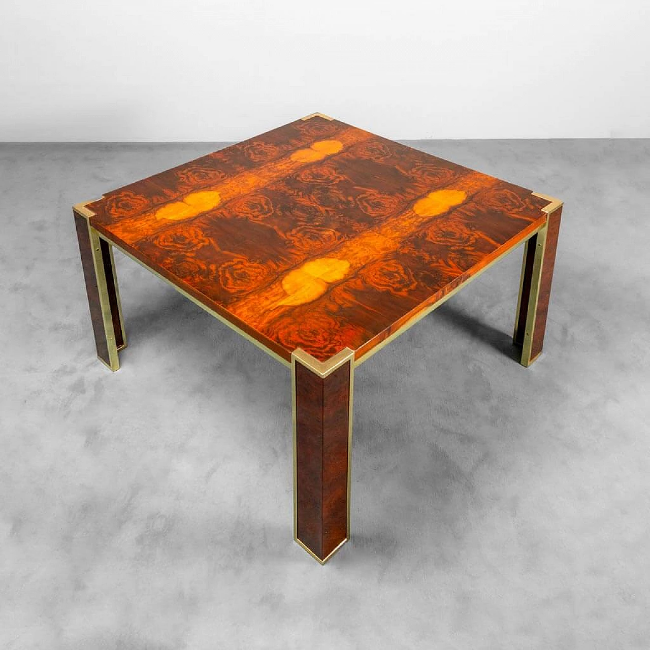 Briar-root and brass table by Gianluigi Gorgoni for Fratelli Turri, 1970s 1