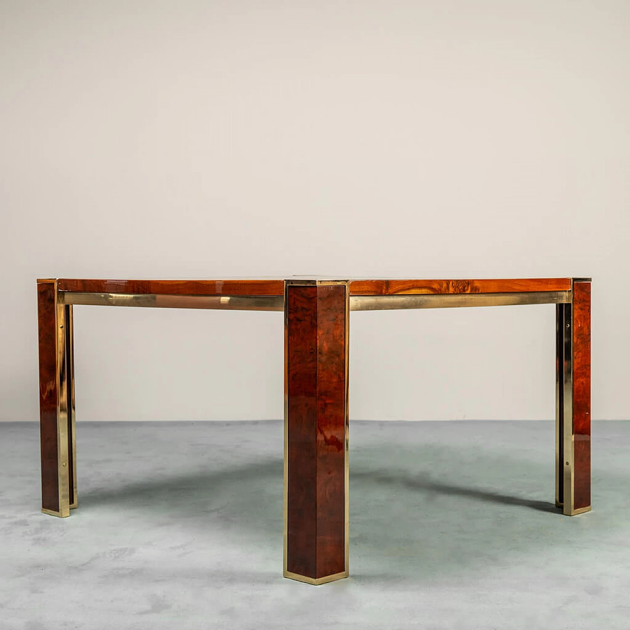 Briar-root and brass table by Gianluigi Gorgoni for Fratelli Turri, 1970s 5