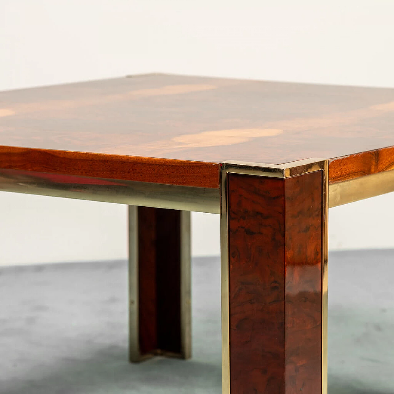 Briar-root and brass table by Gianluigi Gorgoni for Fratelli Turri, 1970s 6