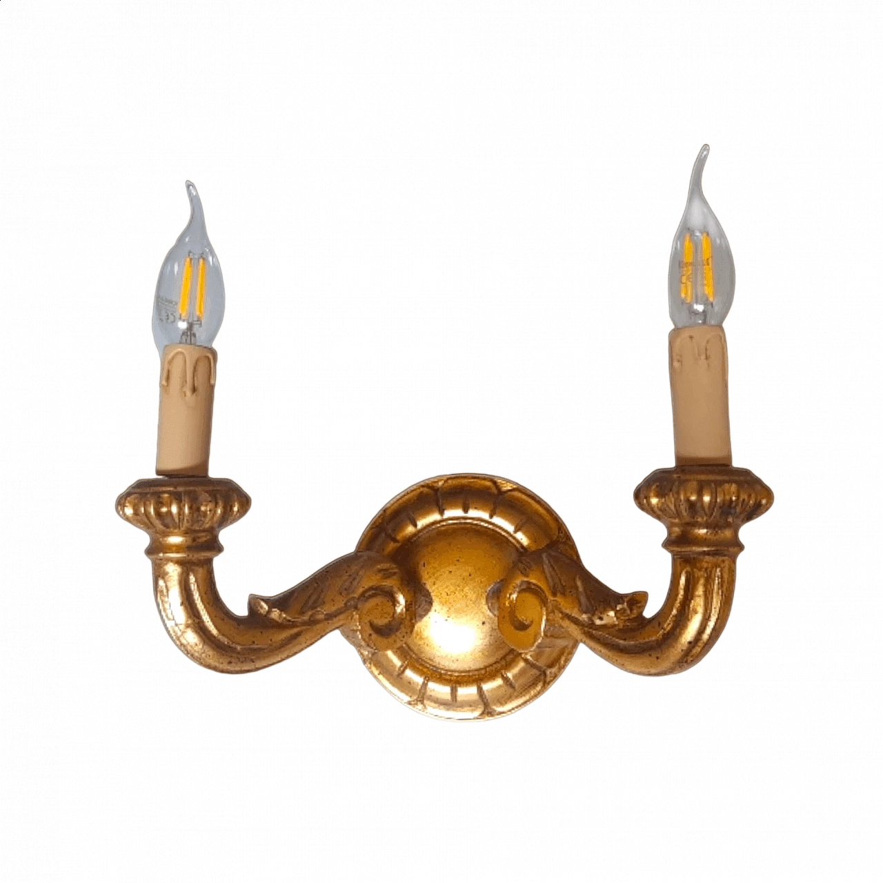 Two-light gilded wood wall lamp, 2000s 4