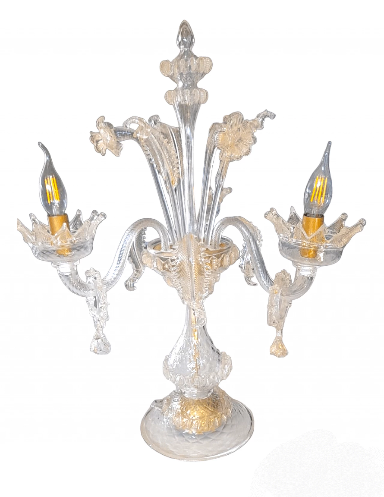 Three-light Murano glass, crystal and gold table lamp, 1990s 2