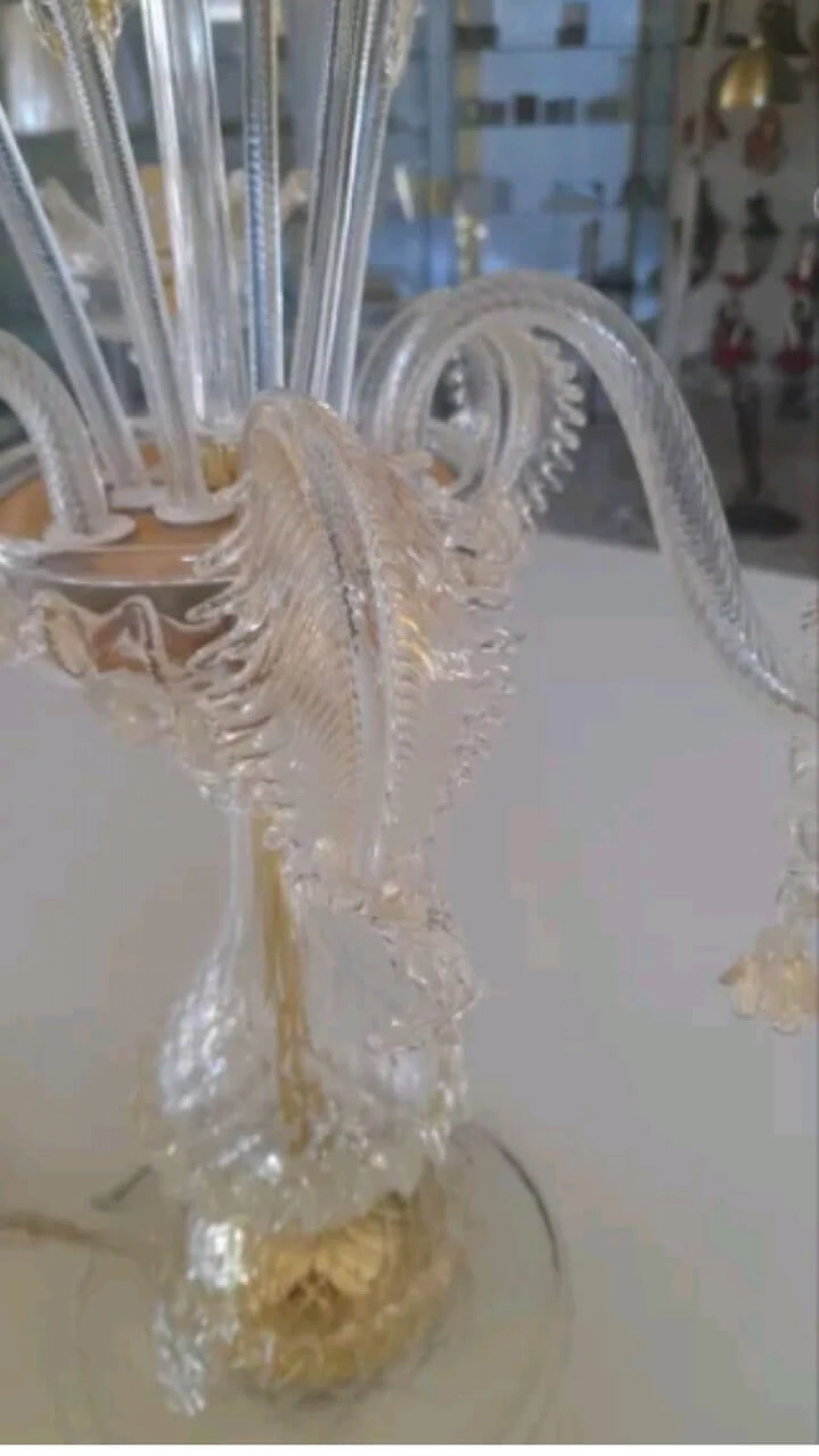 Three-light Murano glass, crystal and gold table lamp, 1990s 5