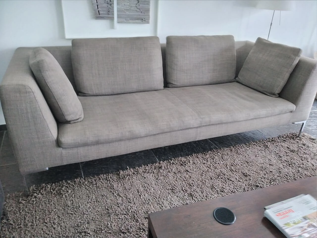 Charles 3P grey fabric sofa by Antonio Citterio for B&B Italia, 2000s 3