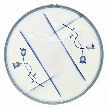 Art Deco round spritzdekor porcelain tray, 1940s