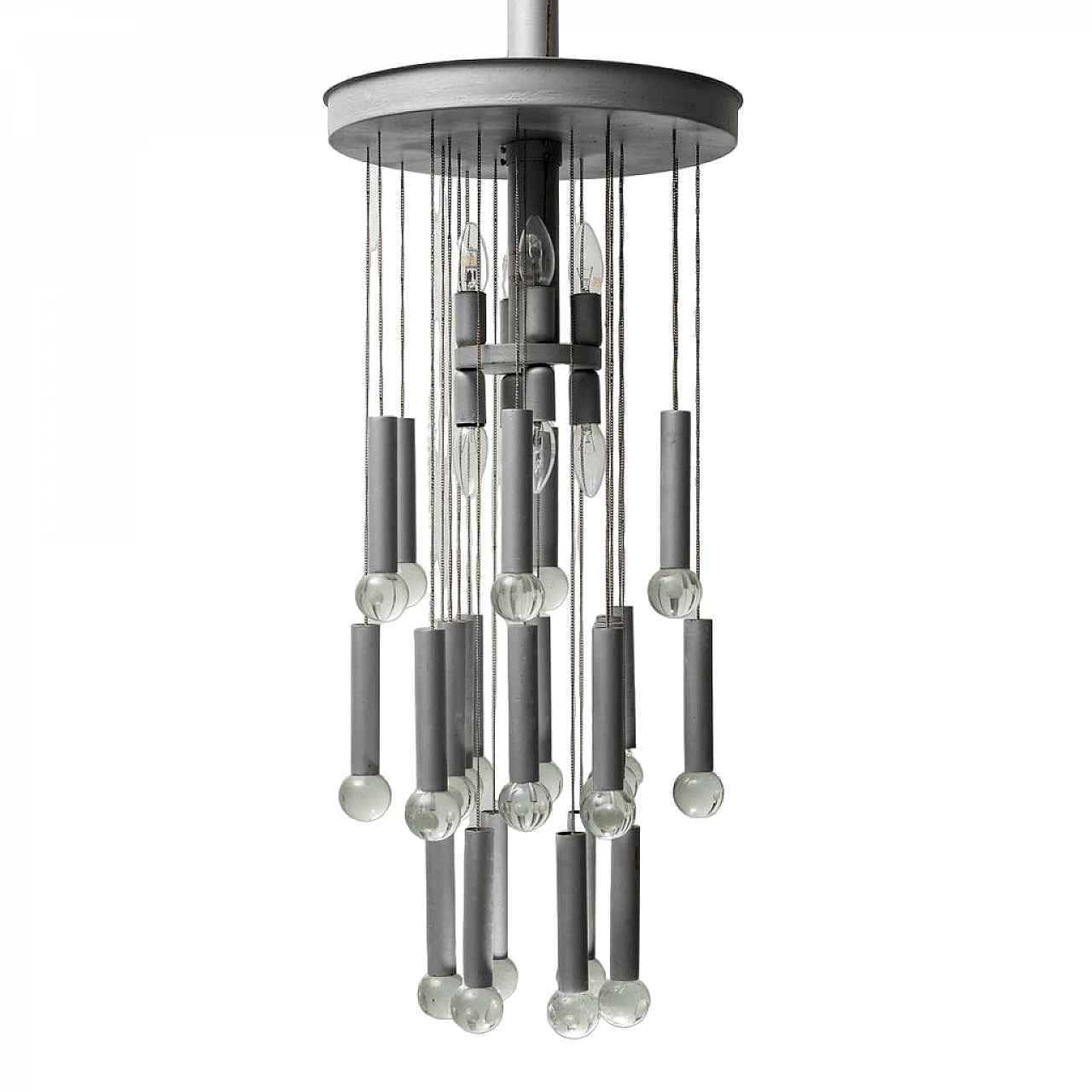 Metal and glass chandelier by Gaetano Sciolari, 1970s 7