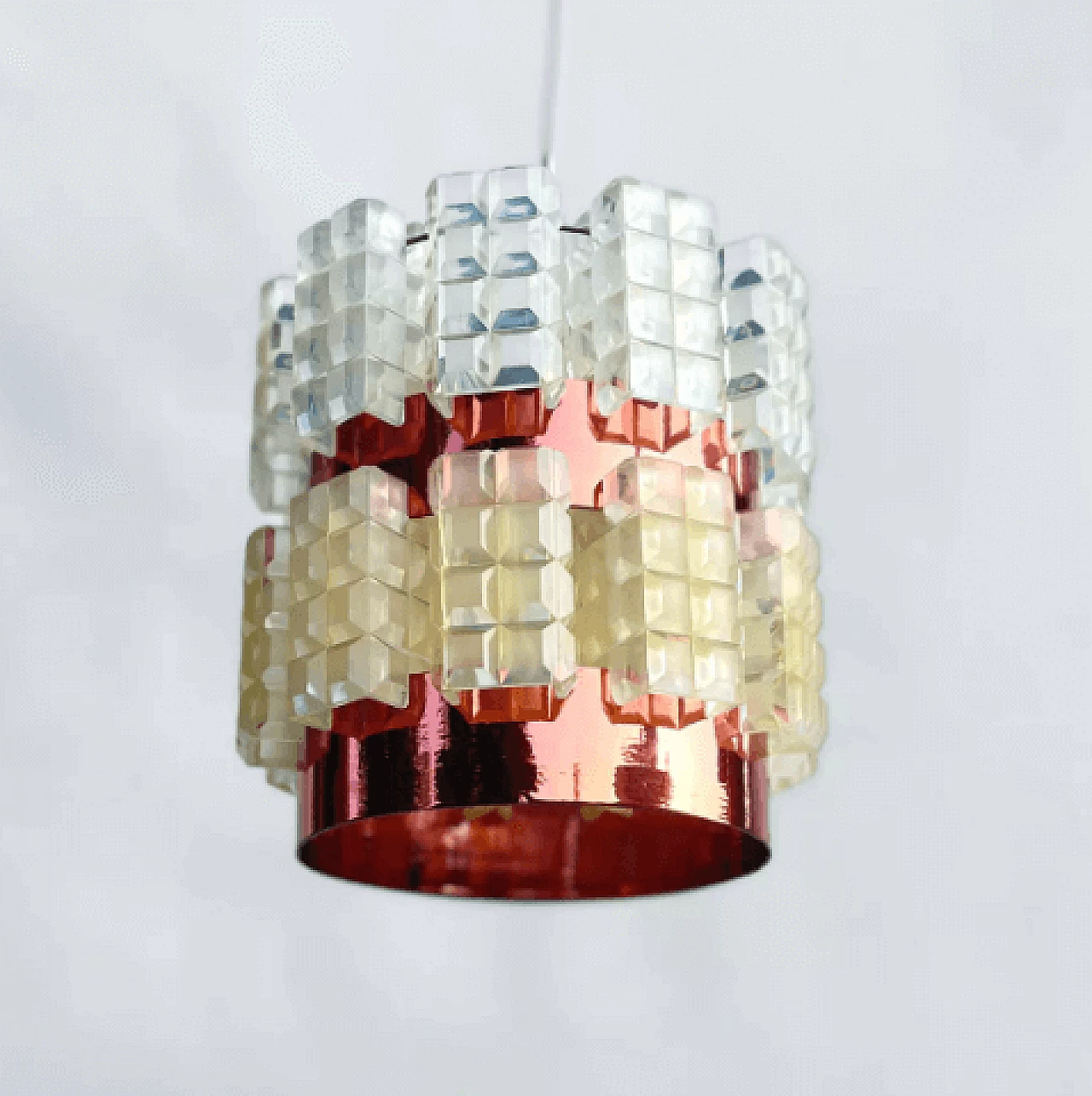 Polish plastic and copper foil hanging lamp, 1970s 4