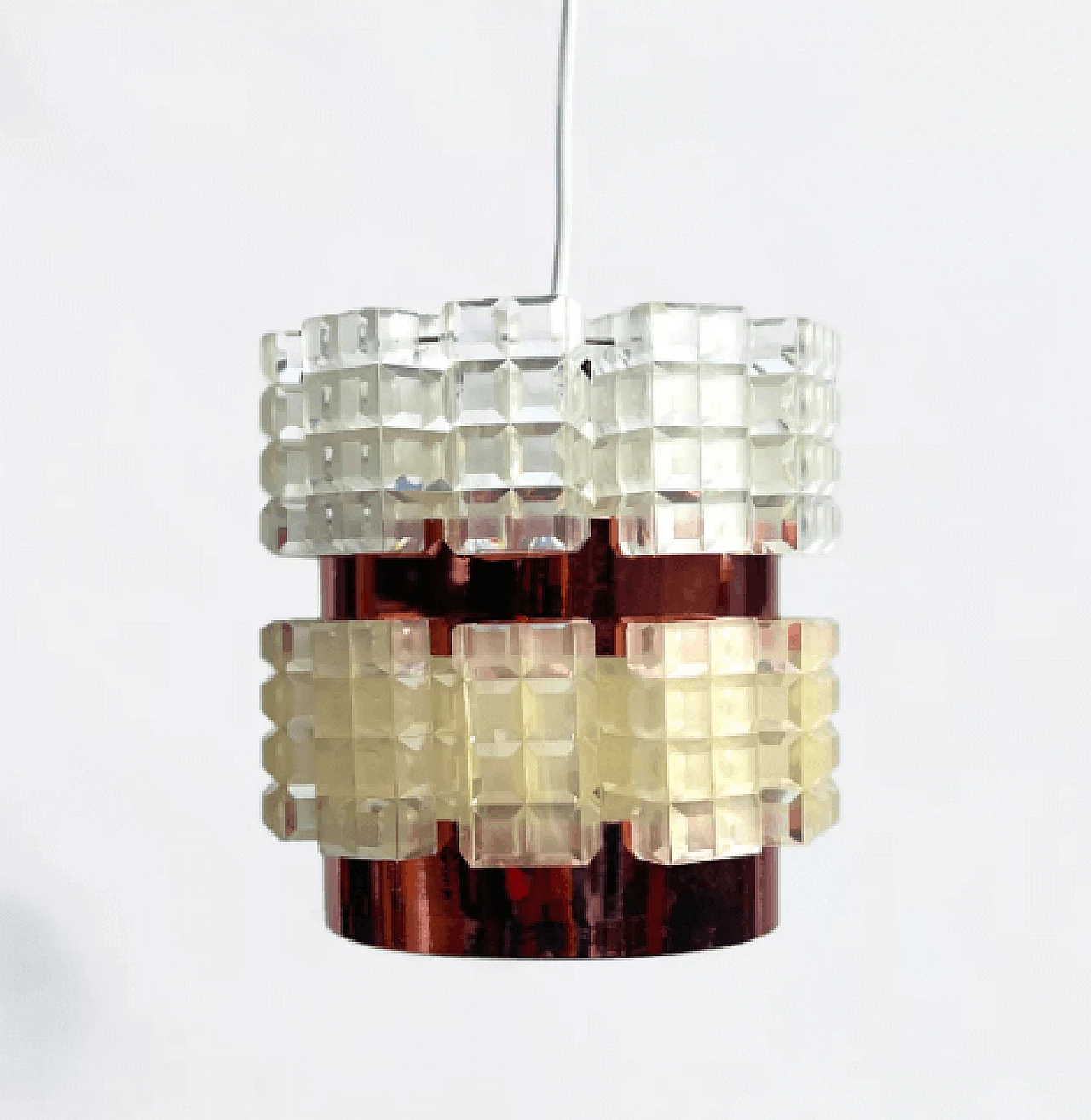 Polish plastic and copper foil hanging lamp, 1970s 5