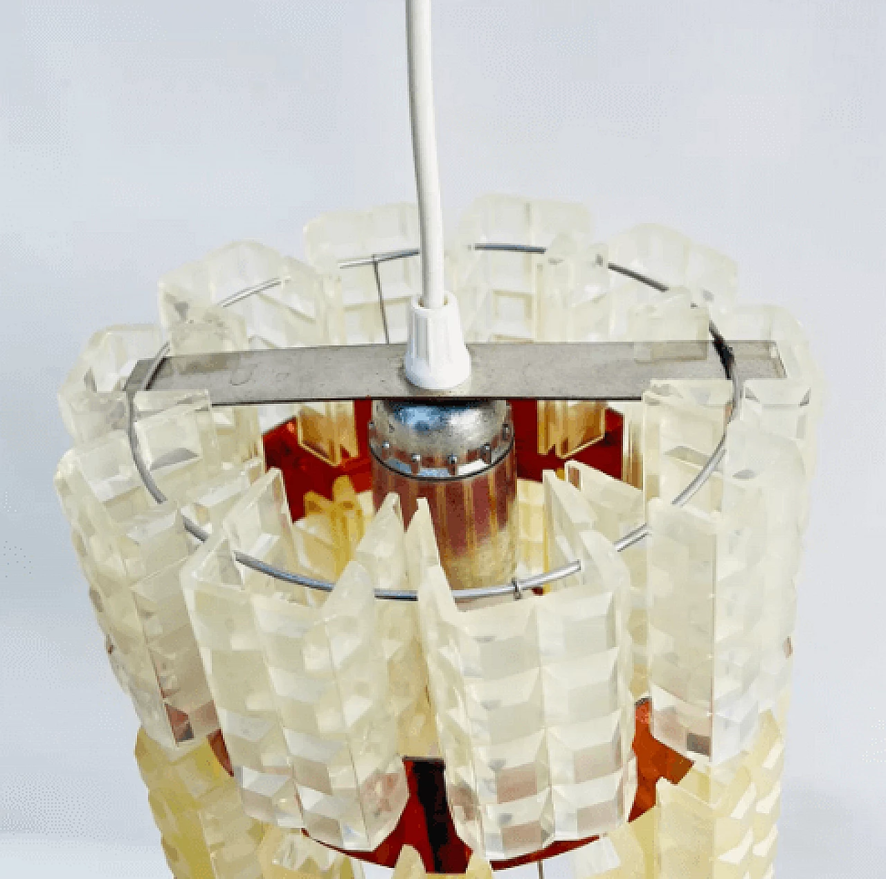 Polish plastic and copper foil hanging lamp, 1970s 11