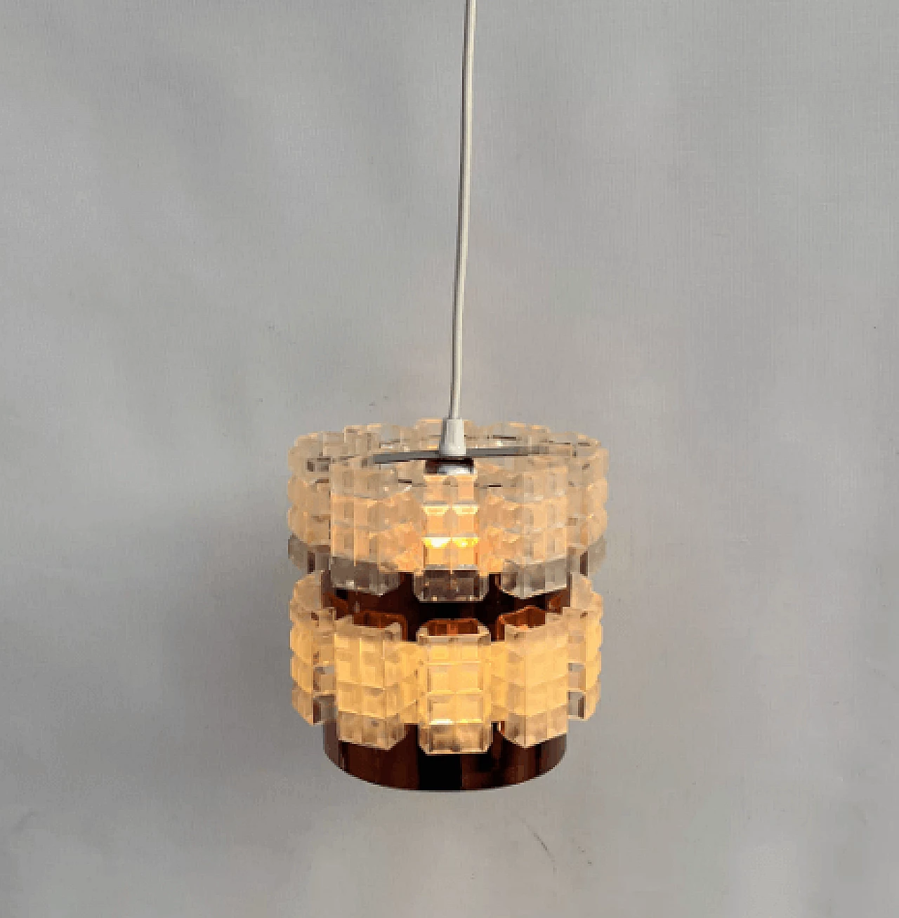 Polish plastic and copper foil hanging lamp, 1970s 12