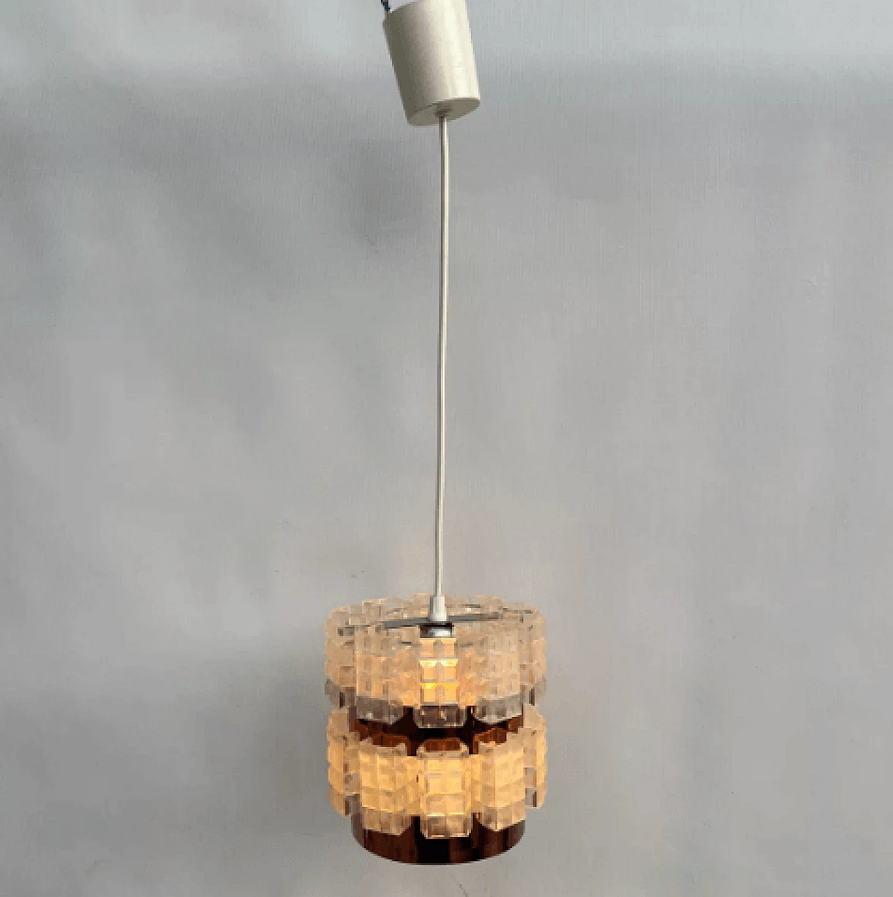 Polish plastic and copper foil hanging lamp, 1970s 13
