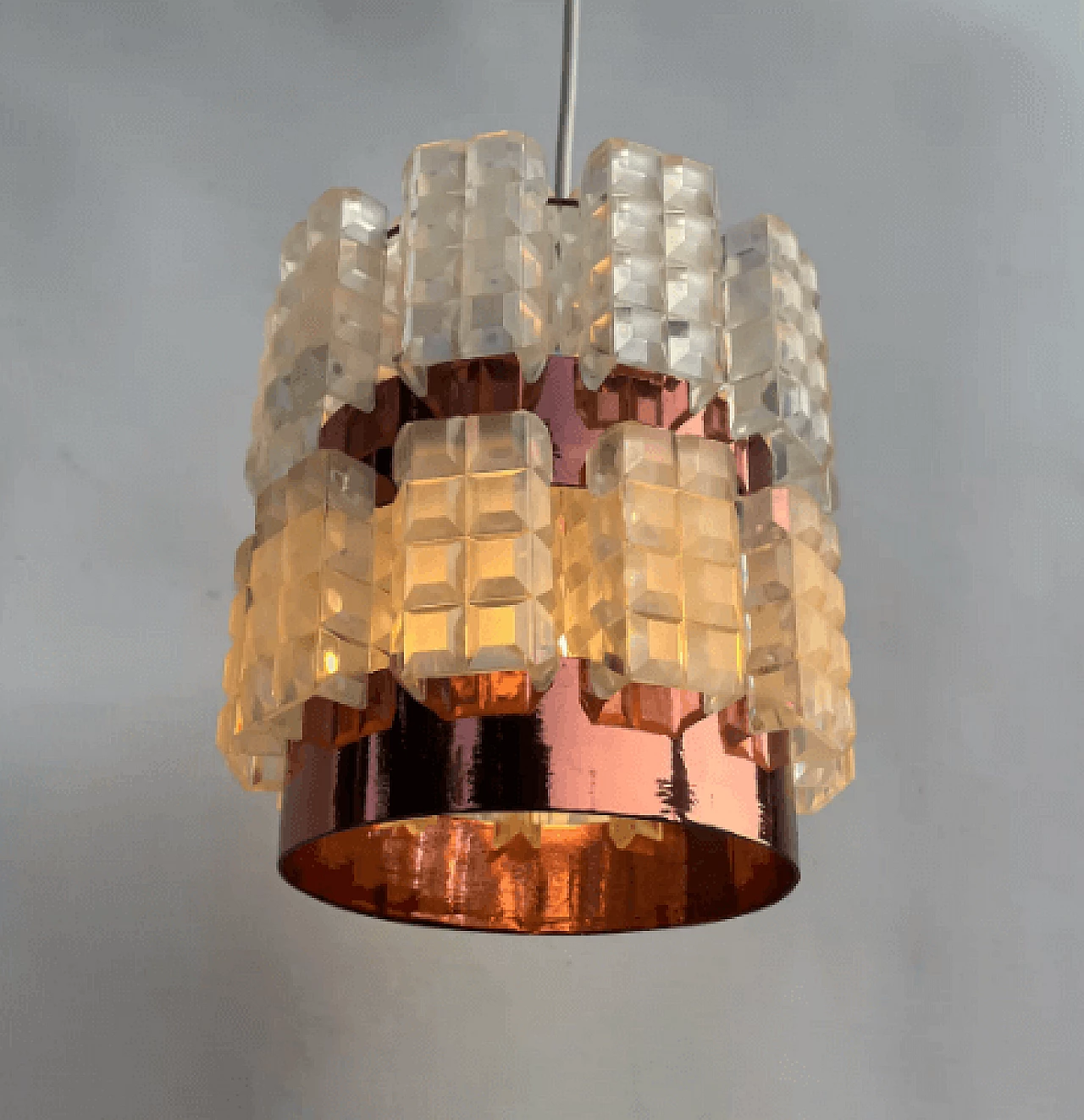 Polish plastic and copper foil hanging lamp, 1970s 14