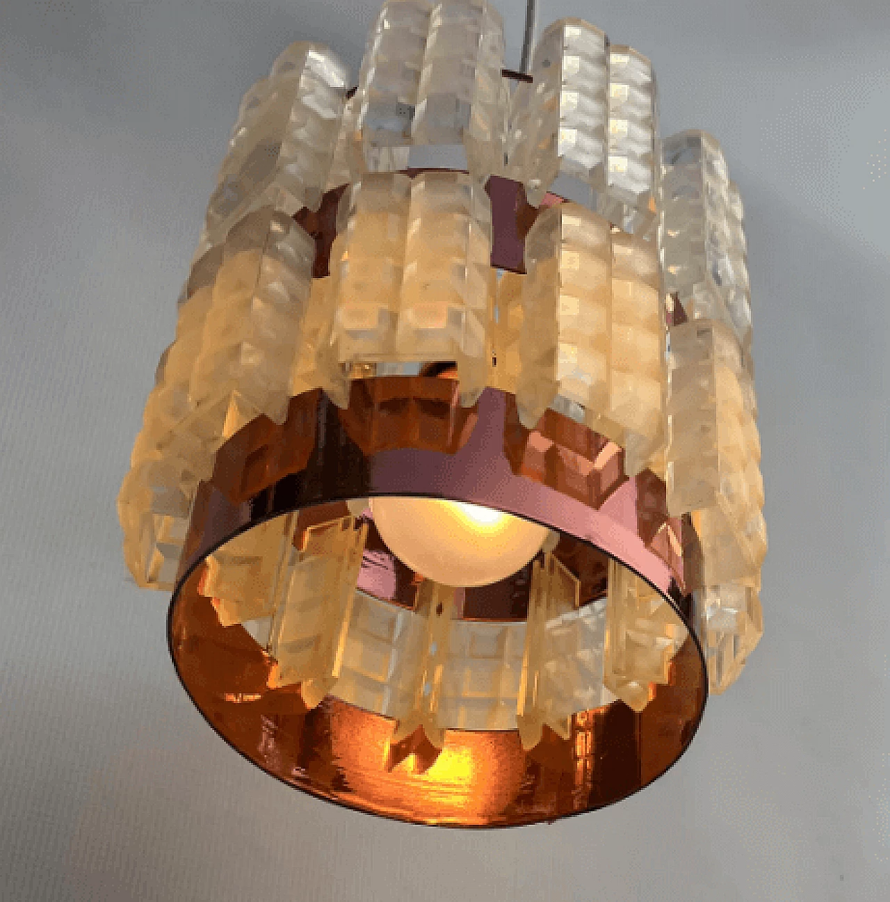 Polish plastic and copper foil hanging lamp, 1970s 15