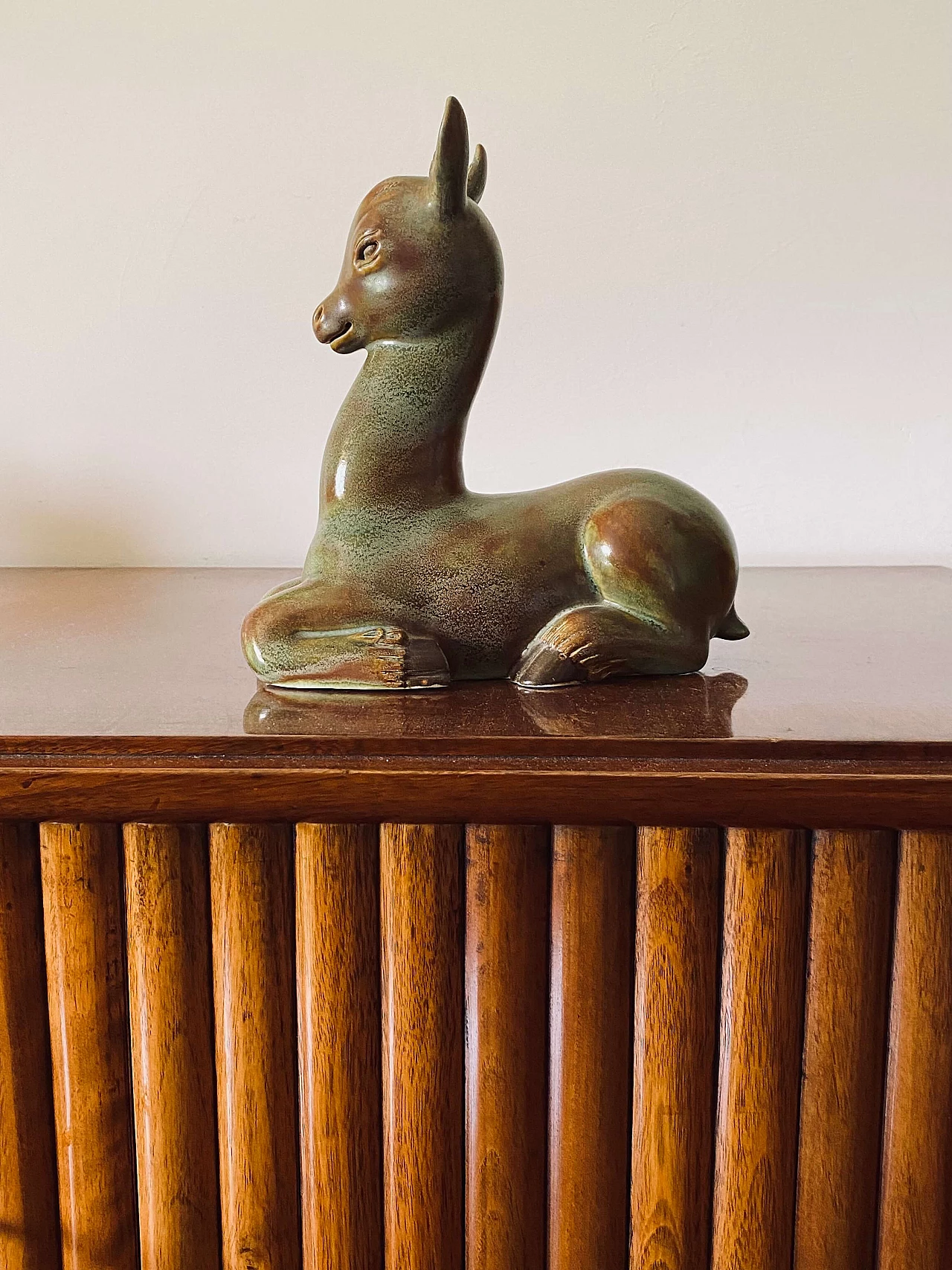 Ceramic crouching deer by Giovanni Gariboldi for Richard Ginori, 1940s 3