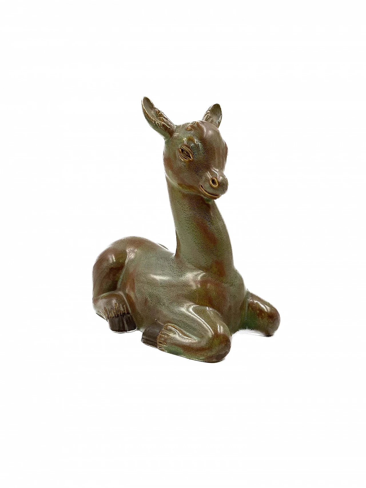 Ceramic crouching deer by Giovanni Gariboldi for Richard Ginori, 1940s 10
