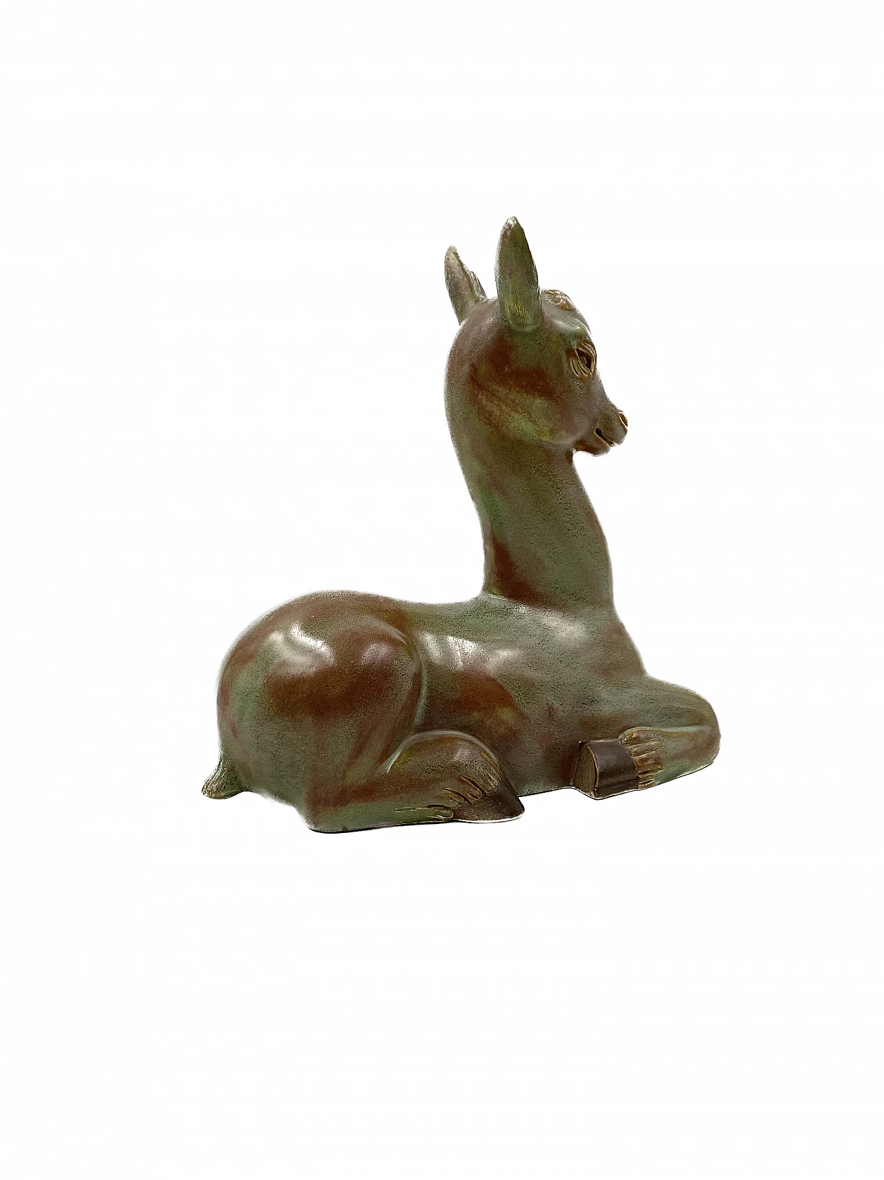 Cervo accovacciato in ceramica di Giovanni Gariboldi per Richard Ginori, anni '40 12