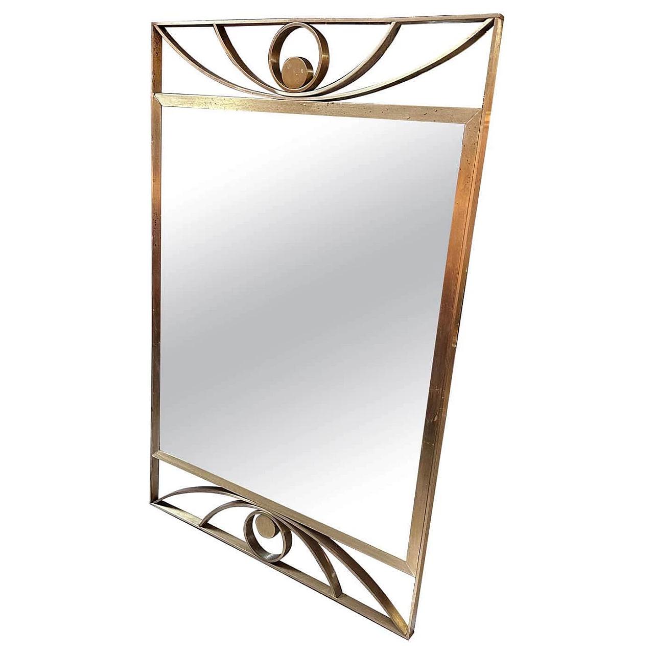 Solid brass rectangular wall mirror by Luciano Frigerio, 1960s 1