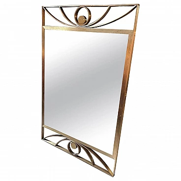 Solid brass rectangular wall mirror by Luciano Frigerio, 1960s